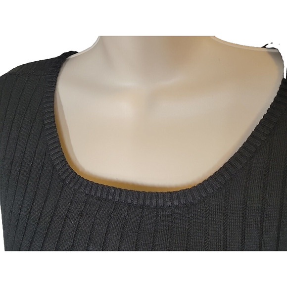 TRIBAL JEANS Black Crochet Embellished Sleeves Pullover Sweater Size G/L - Picture 5 of 11